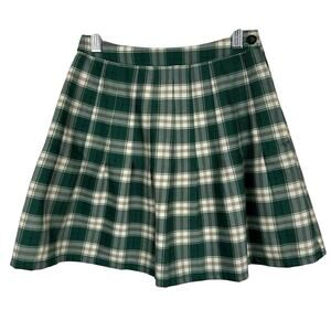Urban Outfitters Skirt XS Green Plaid Pleated Preppy Mini Poetcore Schoolgirl